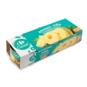 Piña en Rodajas en Su Jugo Classic Carrefour Pack de 3 Unidades de 140 G.