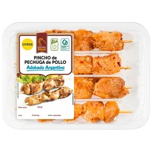 Pincho de Pechuga de Pollo con Adobado Argentino Uvesa 320 G.