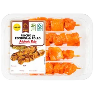 Pincho de Pechuga de Pollo con Adobo Rojo Uvesa 320 G.
