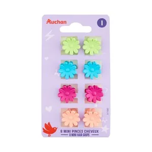 Producto Alcampo Mini Pinzas de Pelo Infantiles de Divertidos Colores 8 Uds.
