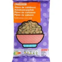 Pipa Calabaza Tostada con Sal Eroski, Bolsa 150 G