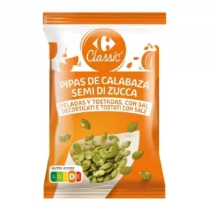 Pipas de Calabaza Peladas y Tostadas con Sal Classic Carrefour 150 G.