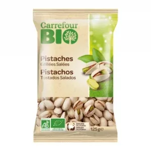 Pistachos Tostados y Salados Ecológicos Carrefour Bio 125 G.
