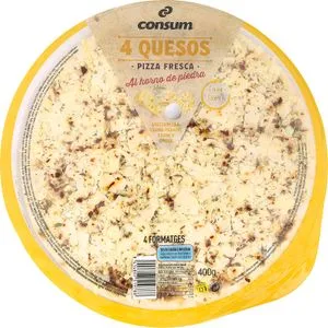Pizza 4 Quesos al Horno de Piedra 400 Gr