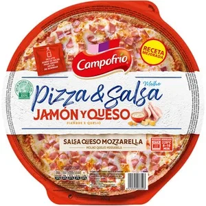 Pizza de Jamón y Queso con Salsa de Queso Mozzarella Campofrio