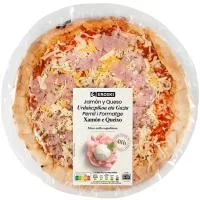Pizza de Jamón y Queso Triple Fermentación Eroski, Caja 360 G
