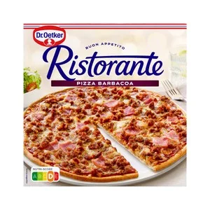 Dr. Oetker Pizza de Masa Fina y Crujiente con Carne de Vacuno, Jamón Cocido y Ketchup Especiado Ristorante 340 G. 370 G