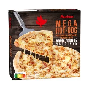 Producto Alcampo Pizza de Mozarella, Mostaza y Cebolla Frita con Borde Relleno de Salchicha 500 G.