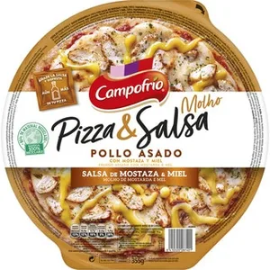 Pizza de Pollo Asado con Salsa de Mostaza y Miel Campofrio