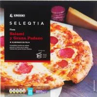 Pizza de Salami-grana Padano Eroski Seleqtia, 1 Ud., 380 G