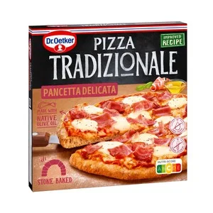 Dr. Oetker Pizza de Tomate, Panceta y Queso, Horneada sobre Piedra Tradizionale 375 G