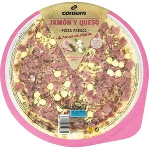 Pizza Jamón y Queso al Horno de Piedra 400 Gr