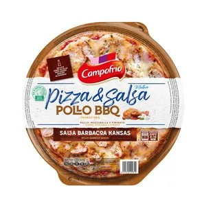 Campofrío Pizza & Salsa Pizza de Pollo, Mozzatella y Pimiento con Salsa Barbacoa Kansas 400 G.