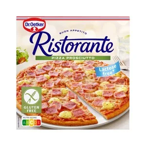 Dr. Oetker Pizza sin Gluten, Son Salsa de Tomate, Jamón Cocido Ahumado y Queso Ristorante 370 G. 443 G