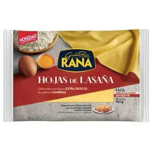 Rana Placas de Pasta Elaborada con Huevos Frescos de Gallinas Camperas Rana 12 Uds. 250 G