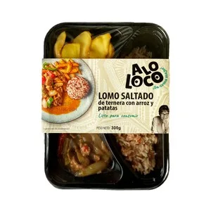 Aloloco Plato de Menú de Lomo Saltado con Arroz y Patatas 300 G.