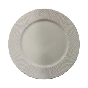 Plato de Postre de Porcelana Blanca con Relieve en el Ala, 19cm. Actuel.