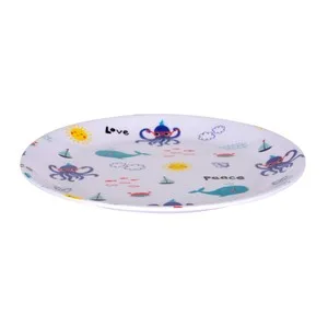Plato de Postre Estampado Fabricado en Melamina, 20 Cm, Happy Taberseo.