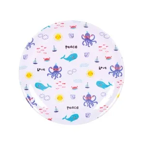 Plato Llano Estampado Fabricado en Melamina, 25 Cm, Happy Taberseo.