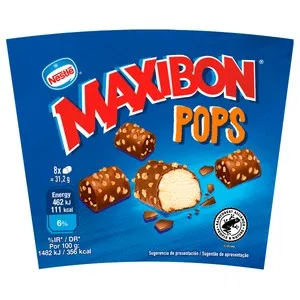 Maxibon Pops Helado de Vainilla Recubierto de Chocolate y Arroz Inflado 8 X 10 Ml. 80 ML