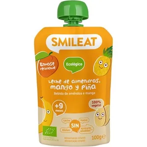 Postre de Leche de Almendras, Mango y Piña Ecológico sin Gluten, sin Leche desde 9 Meses sin Azúcares Añadidos Smileat