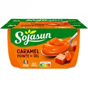 Postre de Soja Sabor Caramelo al Punto de Sal Sojasun Pack de 4 Unidades de 100 G.