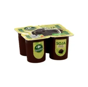 Postre de Soja Sabor Chocolate Carrefour Sensation Pack de 4 Unidades de 100 G.