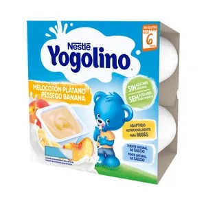 Yogolino Postre Lácteo de Melocotón y Plátano, Adaptado para Bebés a Partir de 6 Meses Yogolino de Nestlé 4 X 100 G. 400 G
