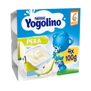 Postre Lácteo de Pera desde 6 Meses Nestlé Yogolino sin Gluten Pack de 4 Unidades de 100 G.