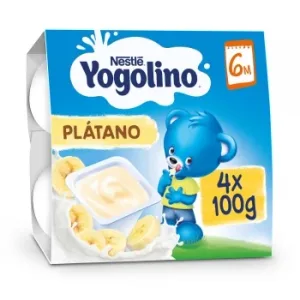 Postre Lácteo de Plátano desde 6 Meses Nestlé Yogolino sin Gluten Pack de 4 Unidades de 100 G.