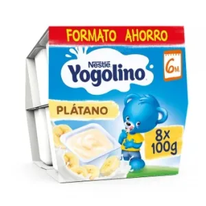 Postre Lácteo de Plátano desde 6 Meses Nestlé Yogolino sin Gluten Pack de 8 Unidades de 100 G.
