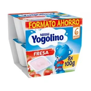 Postre Lácteo Fresa desde 8 Meses Nestlé Yogolino sin Gluten Pack de 8 Unidades de 100 G.