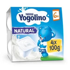Postre Lácteo Natural desde 6 Meses Nestlé Yogolino sin Gluten Pack de 4 Unidades de 100 G.