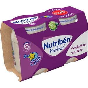 Potitos Cena Tarrito Verduritas con Pavo desde 6 Meses Pack 2 Nutriben