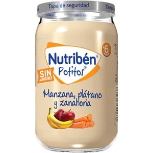 Potitos Tarrito de Manzana, Plátano y Zanahoria sin Almidones y sin Gluten desde 6 Meses Nutriben