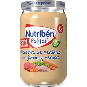 Potitos Tarrito Menestra de Verduras con Jamón y Ternera sin Almidones desde 6 Meses  Nutriben 235 G