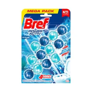 Bref Power Activ Colgadores de WC con Acción 4 en 1 y Aroma Oceanico 3 Uds. 150 G
