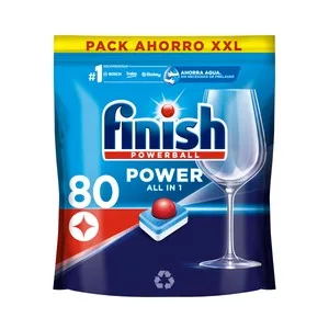 Finish Power Detergente Lavavajillas en Pastillas Todo en 1, Aroma a Limón 80 Uds, 1280 G.