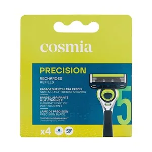 Cosmia Precision Recambio de Cuchillas de 5 Hojas para Maquinilla de Afeitar 4 Uds.