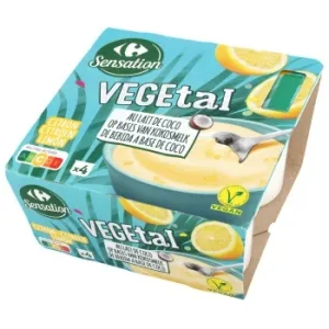 Preparado de Coco Sabor Limón Carrefour Sensation Pack de 4 Unidades de 100 G.