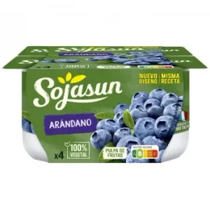 Preparado de Soja con Arándanos Sojasun sin Gluten y sin Lactosa Pack de 4 Unidades de 100 G.