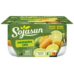 Preparado de Soja con Mandarina y Lima Sojasun Pack de 4 Unidades de 100 G.