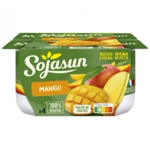 Preparado de Soja con Mango Sojasun sin Gluten y sin Lactosa Pack de 4 Unidades de 100 G.