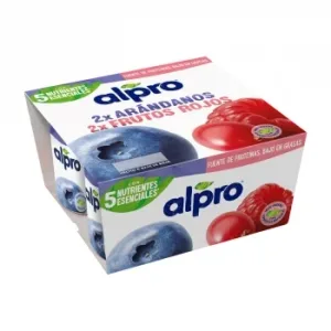 Preparado de Soja Sabor Arándanos y Frutos Rojos Alpro sin Gluten sin Lactosa Pack de 4 Unidades de 125 G.