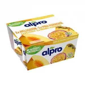 Preparado de Soja Sabor Melocotón y Piña-maracuyá Alpro sin Gluten y sin Lactosa Pack de 4 Unidades de 125 G.