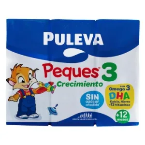 Preparado Infantil de Crecimiento Peques 3 Puleva sin Gluten, sin Lactosa y sin Azucares Añadidos Pack 3 Unidades 200 Ml.