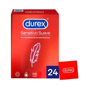 Durex Preservativos Finos y Extralubricados, para una Sensación Más Suave Durex Sensitivo Suave 24 Uds.