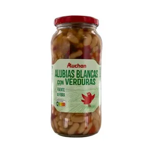 Producto Alcampo Alubias Blancas (judias) Cocidas con Verduras Frasco de 400 G.