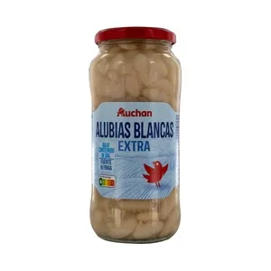 Producto Alcampo Alubias Blancas (judias) Extra, Cocidas y con bajo Contenido en Sal Bote 400 G.