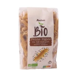 Producto Alcampo Bio Penne Rigate (macarrones) de Trigo Integral Ecológico 500 G.